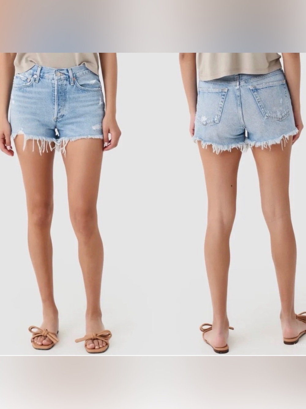 Agolde Parker Vintage Cut Off Denim Shorts Size 24 Blue High Rise Distressed